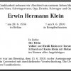 Klein Erwin Hermann 1934-2010 Todesanzeige